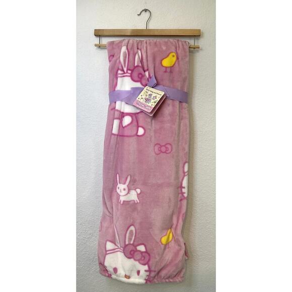 HELLO KITTY and Friends Easter Themed PINK Throw With PINK Bow PEEPS - Picture 1 of 5